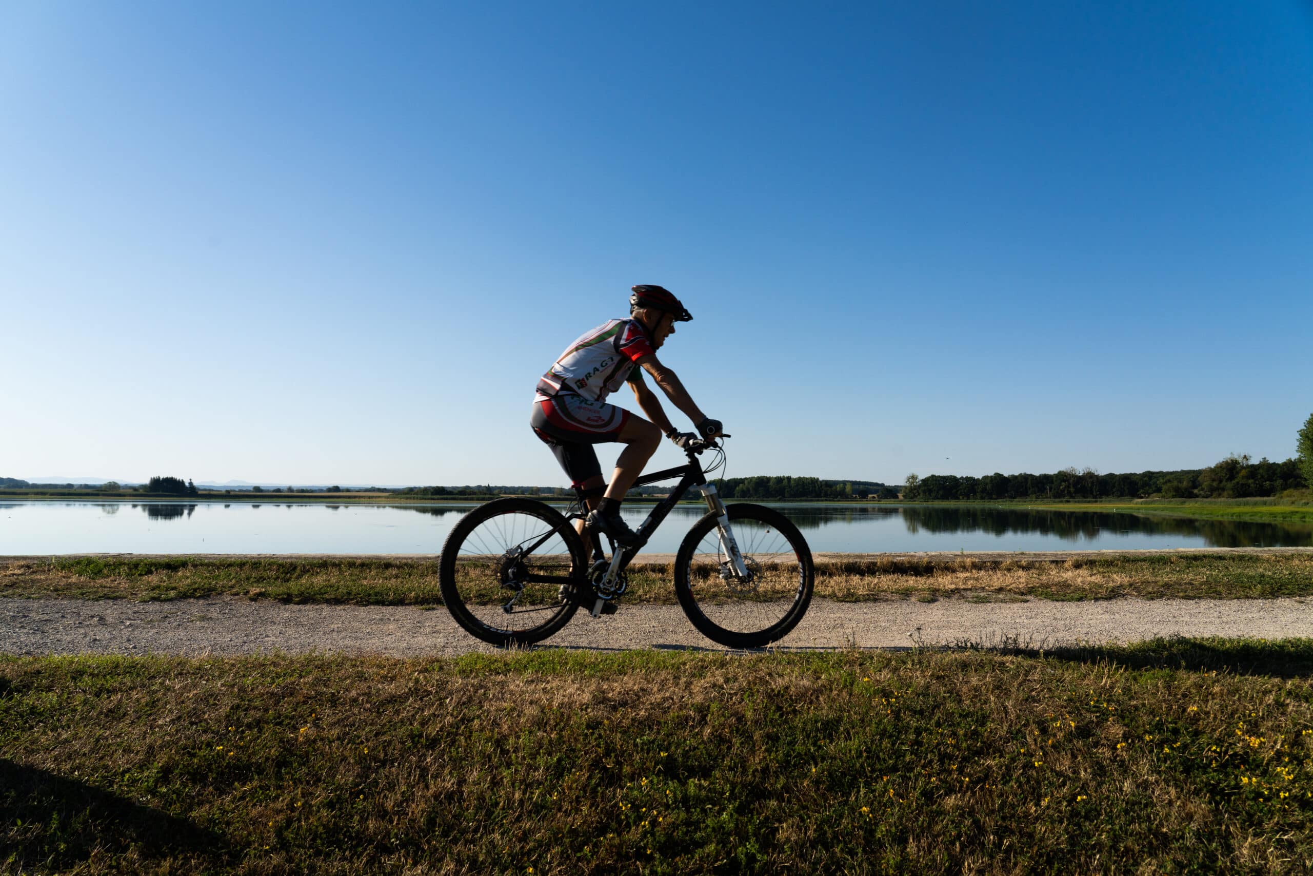 Man on a bike at the Lindre departmental estate