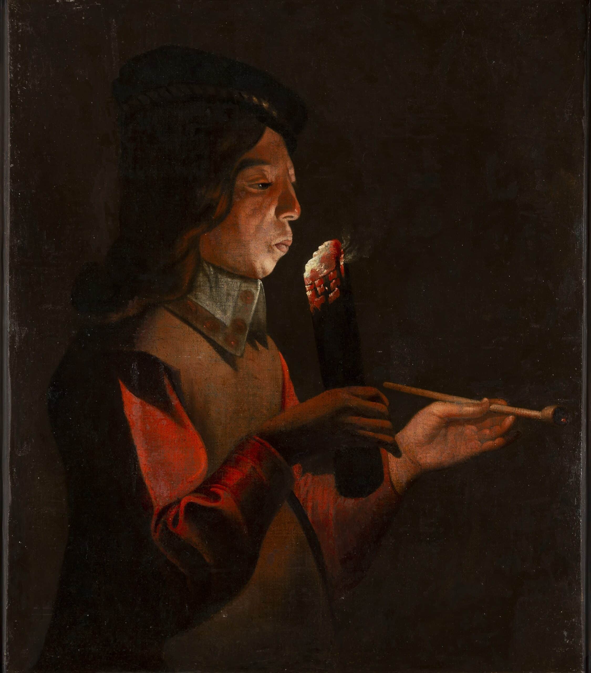 Tableau représentant "Le Souffleur à la pipe" au Musée départemental Georges de La Tour