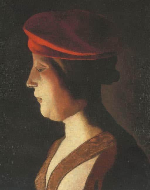 Gemälde, das ein Profil einer Frau im Departementsmuseum Georges de La Tour darstellt