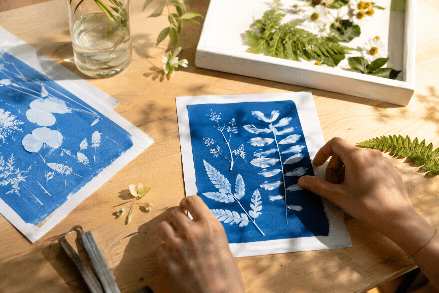 réalisations grâce à la technique de l'impression végétale